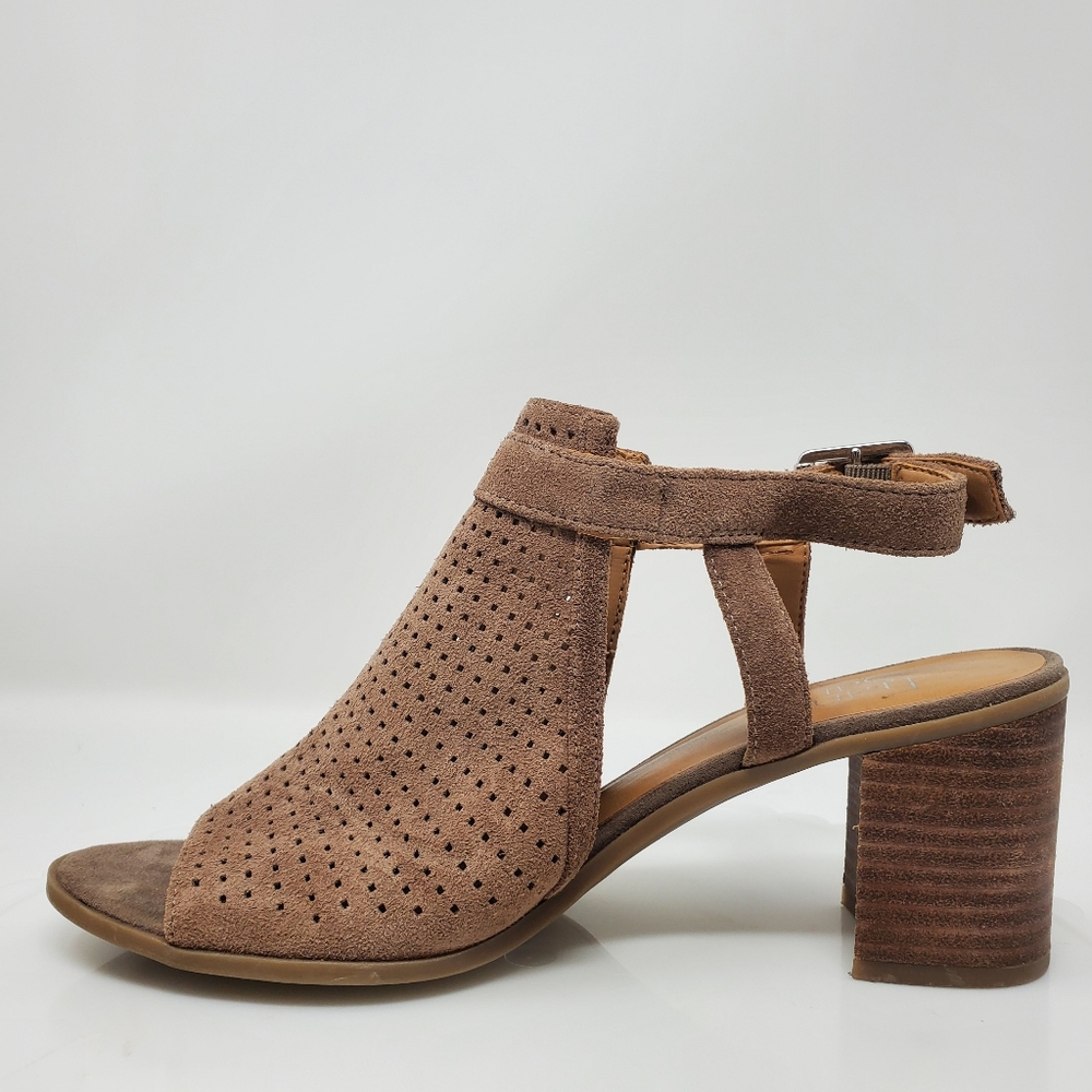 Franco Sarto Suede Open Toe Sandals with 3 inch heel Size 8 - Picture 6 of 7